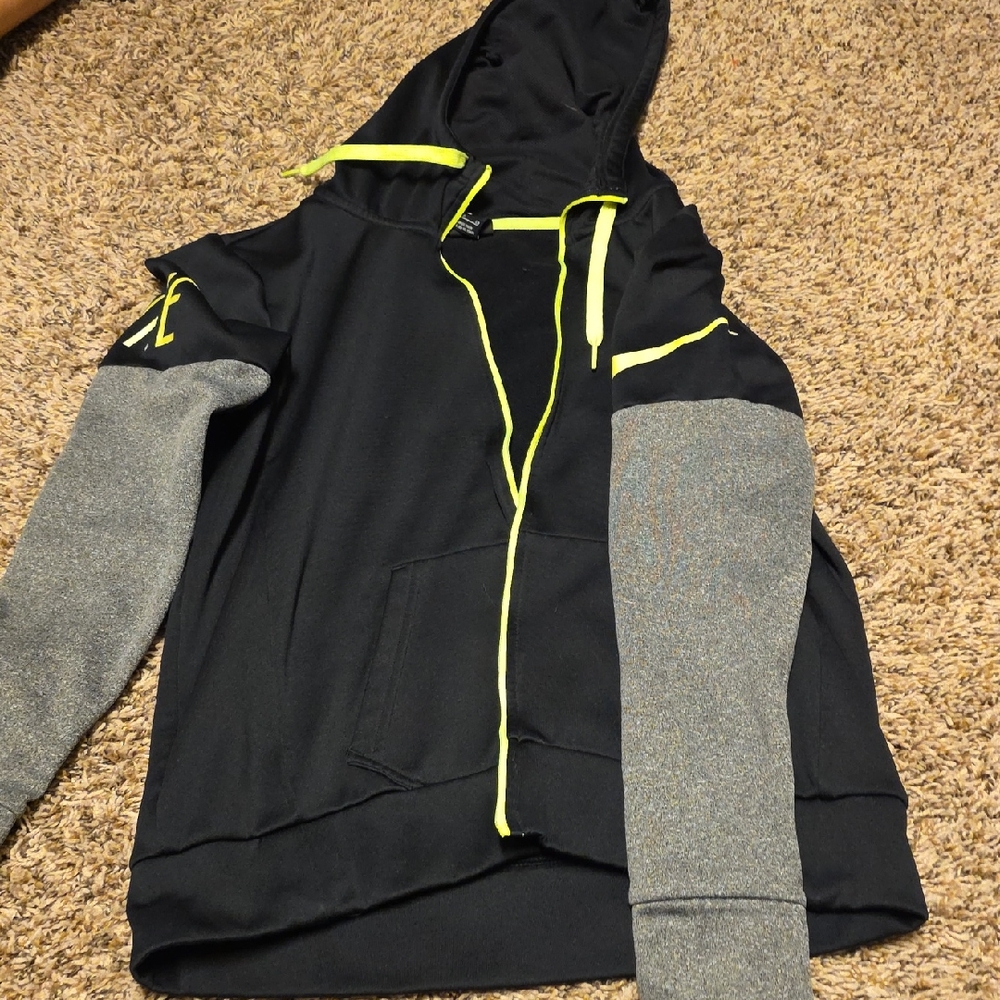 Nike Black and Gray Hoodie with Neon Accents